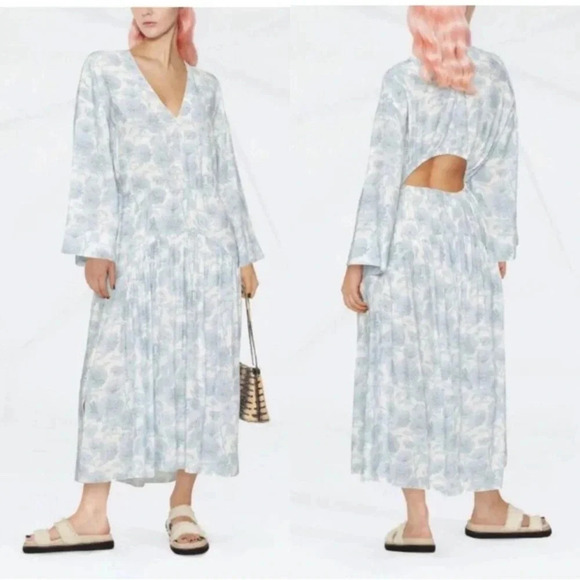 NWT VINCE Dahlia Long Sleeve Double V Neck Dress - Picture 3 of 5